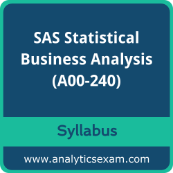 Download SAS A00-240 Syllabus, SAS Statistical Business Analysis Dumps, and SAS Statistical Business Analysis Regression and Modeling PDF for SAS Statistical Business Analysis Using SAS 9 - Regression and Modeling preparation