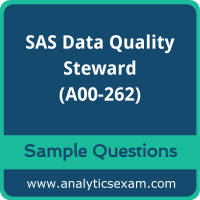 Get A00-262 Dumps Free, SAS Data Quality Steward PDF and Dumps, and A00-262 Free Download for comprehensive exam preparation.